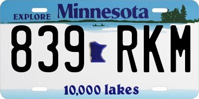 MN license plate 839RKM