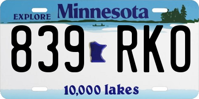 MN license plate 839RKO