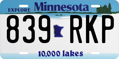 MN license plate 839RKP