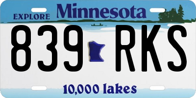 MN license plate 839RKS