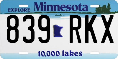 MN license plate 839RKX