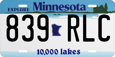 MN license plate 839RLC