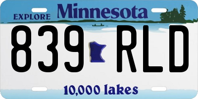 MN license plate 839RLD