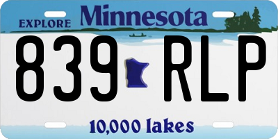 MN license plate 839RLP