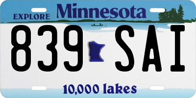 MN license plate 839SAI