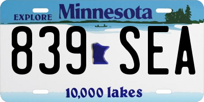 MN license plate 839SEA