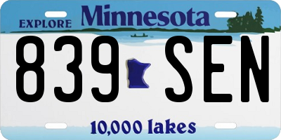 MN license plate 839SEN