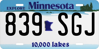 MN license plate 839SGJ