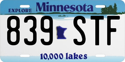 MN license plate 839STF