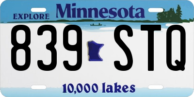 MN license plate 839STQ