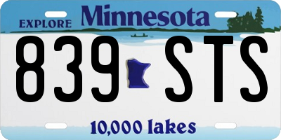 MN license plate 839STS