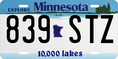 MN license plate 839STZ