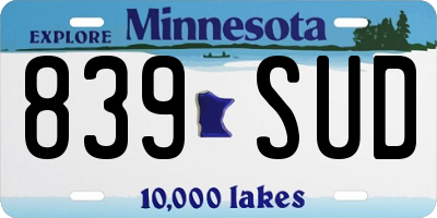 MN license plate 839SUD