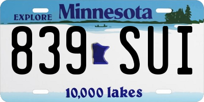 MN license plate 839SUI