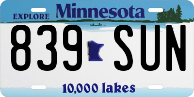 MN license plate 839SUN