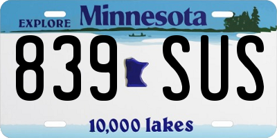 MN license plate 839SUS