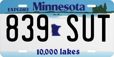 MN license plate 839SUT