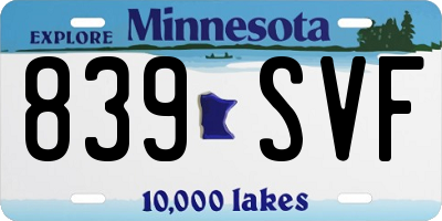MN license plate 839SVF