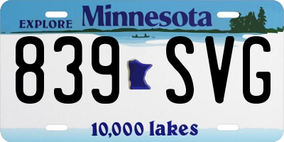MN license plate 839SVG