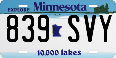 MN license plate 839SVY