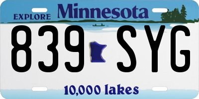 MN license plate 839SYG