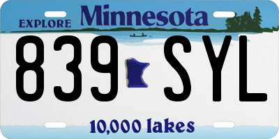MN license plate 839SYL