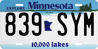 MN license plate 839SYM