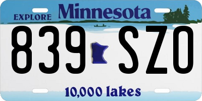 MN license plate 839SZO