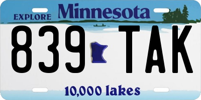 MN license plate 839TAK