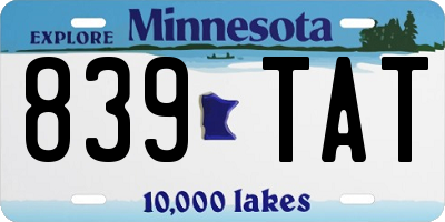 MN license plate 839TAT