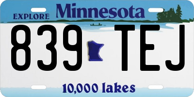MN license plate 839TEJ