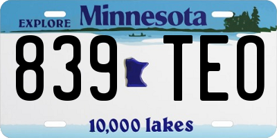 MN license plate 839TEO