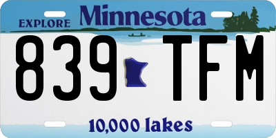 MN license plate 839TFM
