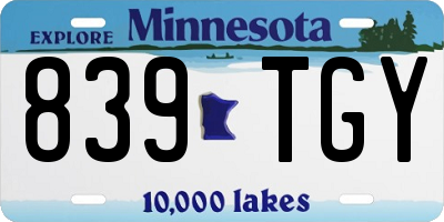 MN license plate 839TGY