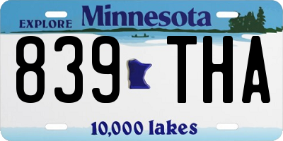 MN license plate 839THA