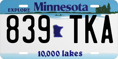 MN license plate 839TKA