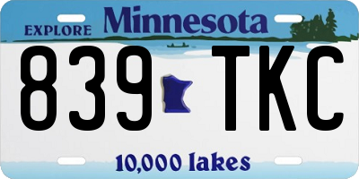 MN license plate 839TKC
