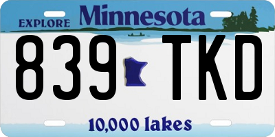 MN license plate 839TKD