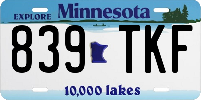 MN license plate 839TKF