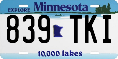 MN license plate 839TKI