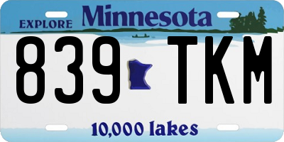 MN license plate 839TKM