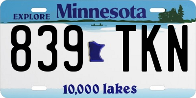 MN license plate 839TKN