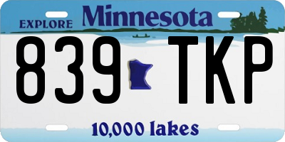 MN license plate 839TKP