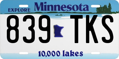 MN license plate 839TKS