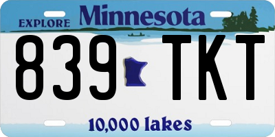 MN license plate 839TKT