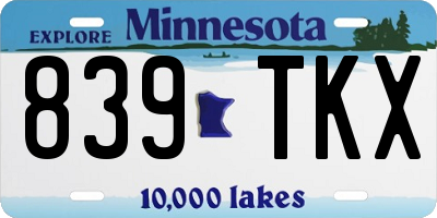 MN license plate 839TKX