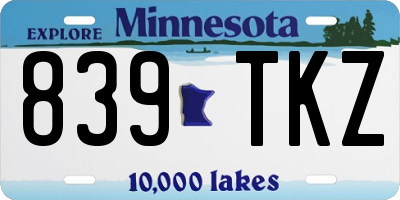 MN license plate 839TKZ