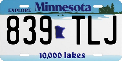 MN license plate 839TLJ