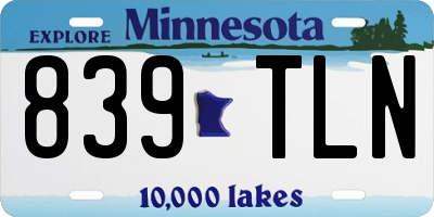 MN license plate 839TLN