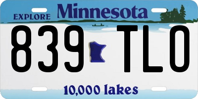 MN license plate 839TLO